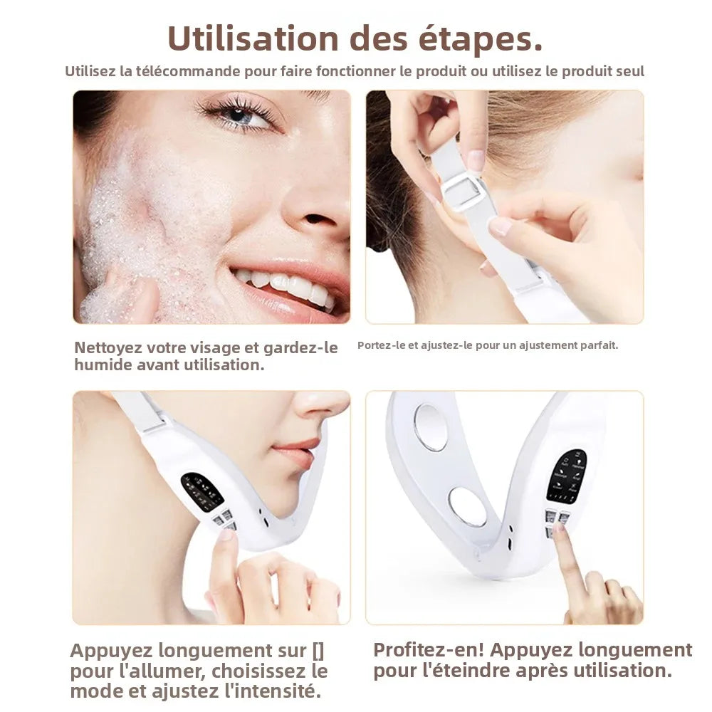 Appareil de Lifting Visage V à Distance – EMS + Chaleur - Réduction du Double Menton & Raffermissement