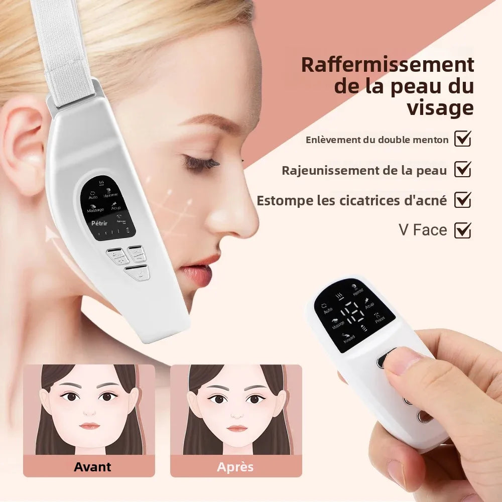 Appareil de Lifting Visage V à Distance – EMS + Chaleur - Réduction du Double Menton &amp; Raffermissement