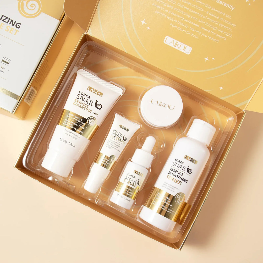 LAIKOU Korea Snail Vitalizing Care Set – Soin complet régénérant à la bave d’escargot et au ginseng