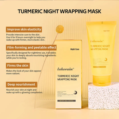 Masque de Nuit Film Collagène ou Curcuma – Lakerain® Night Wrapping Mask